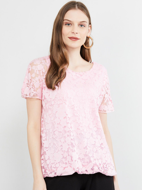 

max Women Pink Self Design Top