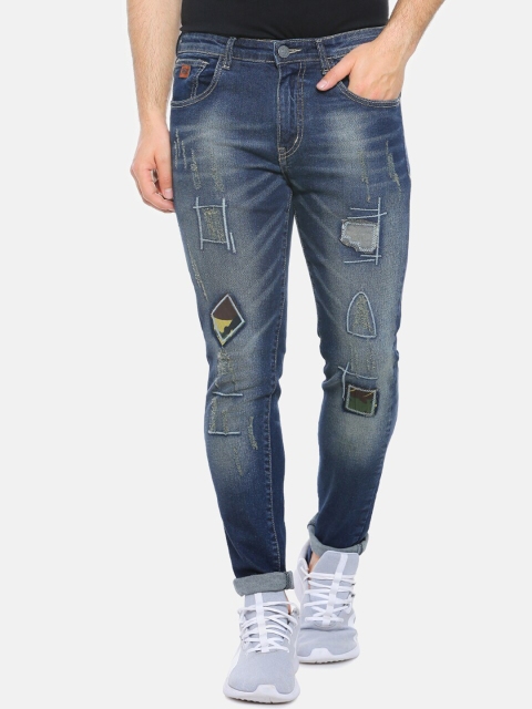 

Campus Sutra Men Blue Skinny Fit Mid-Rise Low Distress Jeans