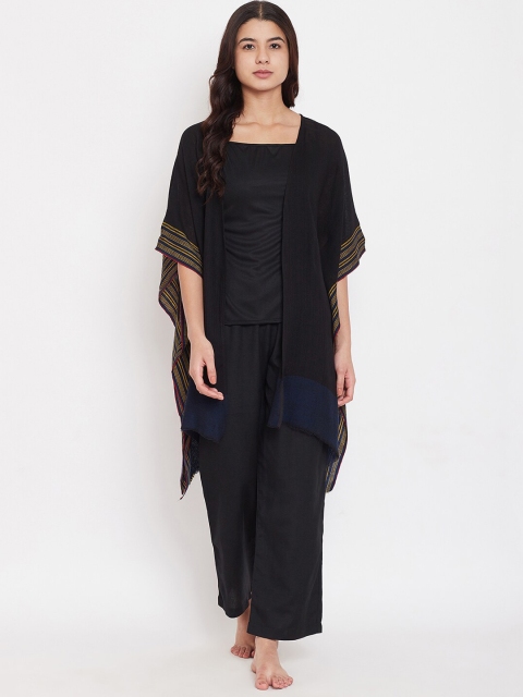 

The Kaftan Company Women Black Solid Night suit