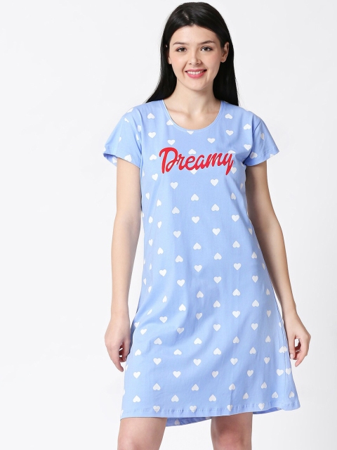 

I like me Blue & White Printed Nightdress