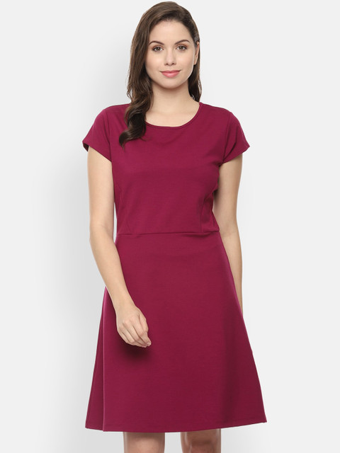 

Allen Solly Women Maroon Solid Fit and Flare Dress