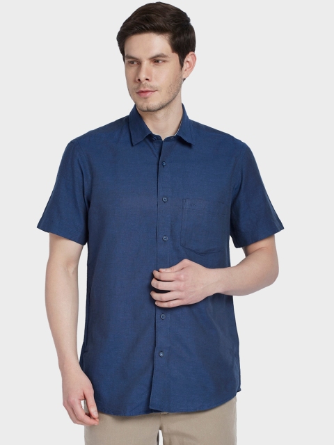 

ColorPlus Men Blue Tailored Fit Solid Casual Shirt