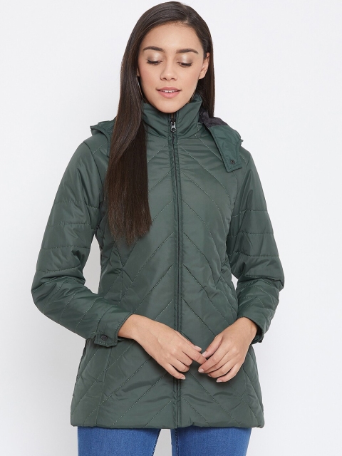 

Spirit Women Olive Green Solid Windcheater Padded Jacket