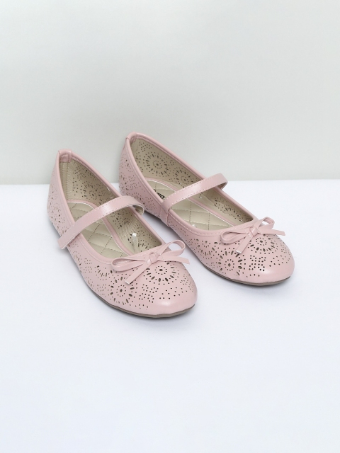 

max Girls Peach-Coloured Laser Cut PU Mary Janes