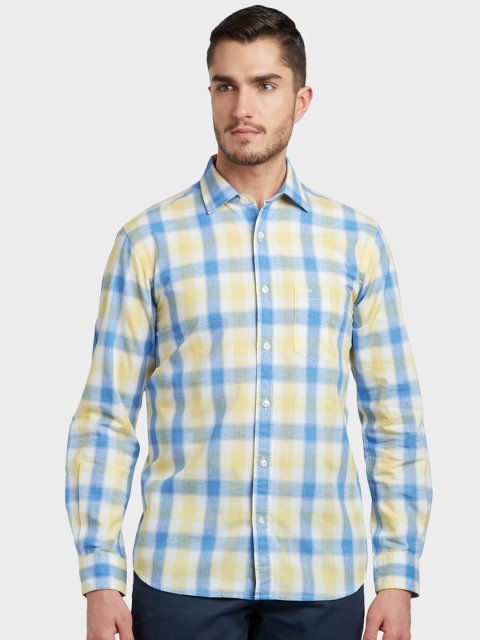 

ColorPlus Men Yellow & Blue Tailored Fit Checked Casual Shirt