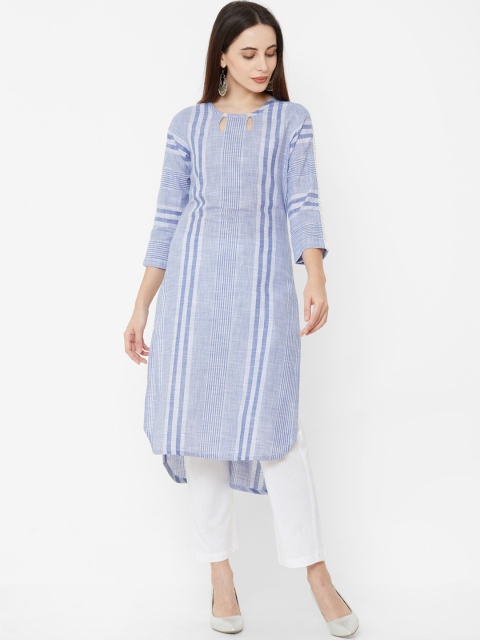 

Os Women Blue Striped A-Line Kurta