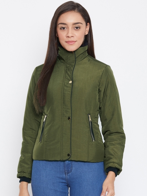

Spirit Women Olive Green Solid Windcheater Tailored Jacket