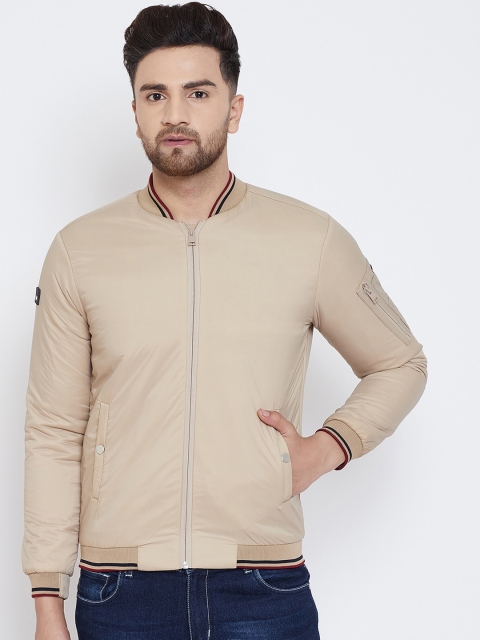 

Spirit Men Beige Solid Windcheater Bomber