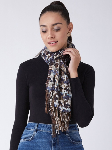 

InWeave Women Navy Blue & Off-White Woven Design Acrylic Stole