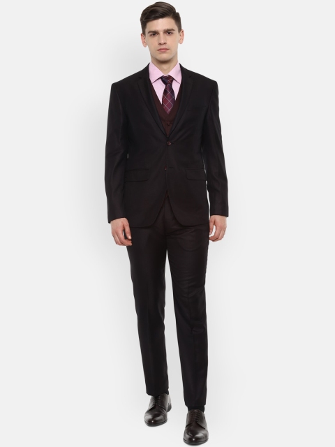 

Louis Philippe Men Black & Maroon Self Design Slim Fit Formal Suit