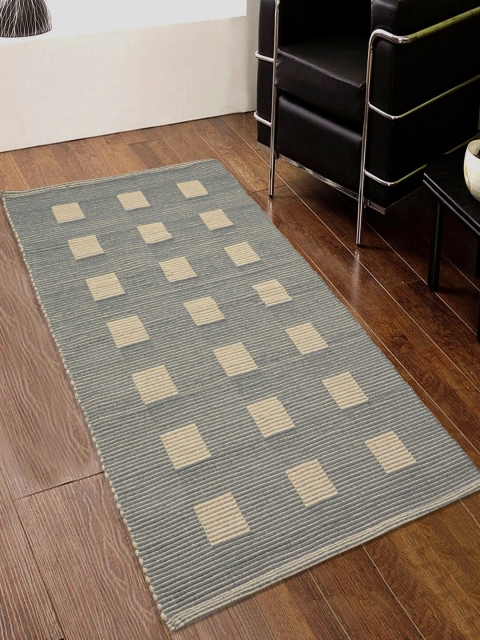 

Saral Home Unisex Grey & Beige Printed Handloom Made Rug