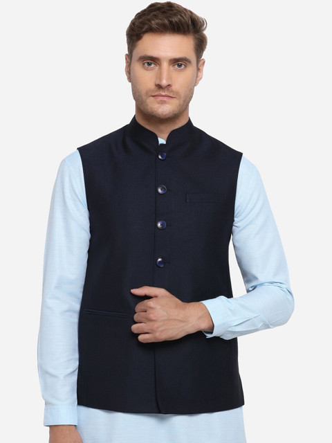 

JADE BLUE Men Navy Solid Modi Jacket, Navy blue