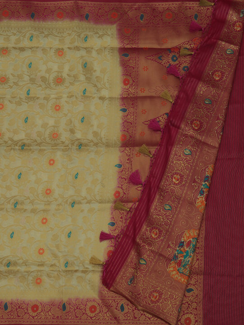 

Pothys Cream-Coloured Woven Design Jute Silk Saree