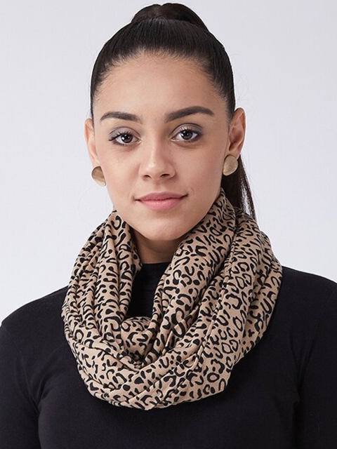 

InWeave Women Beige & Black Animal Printed Infinity Scarf