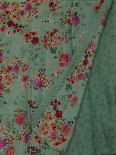 

Pothys Green Printed Jute Silk Saree