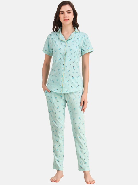 

Masha Women Blue Printed Maternity Night suit