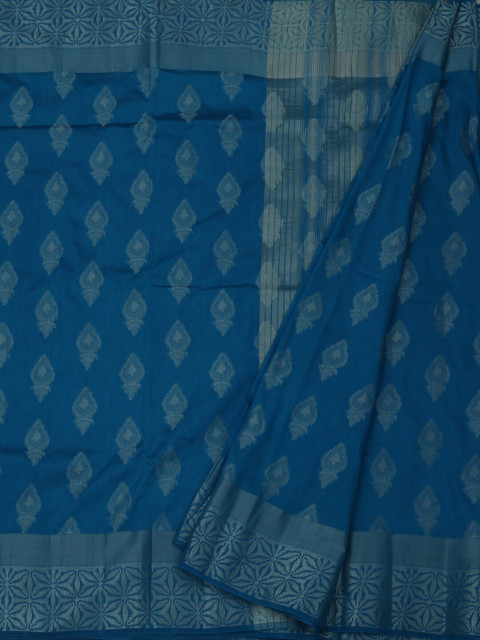 

Pothys Blue Woven Design Jute Silk Saree