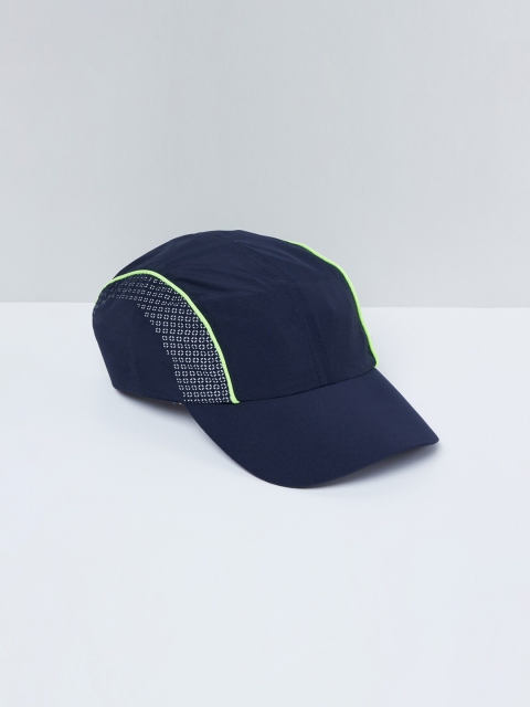 max Men Navy Blue Self Design Snapback Cap