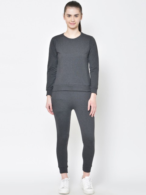 

American-Elm Women Grey Solid Track Suit
