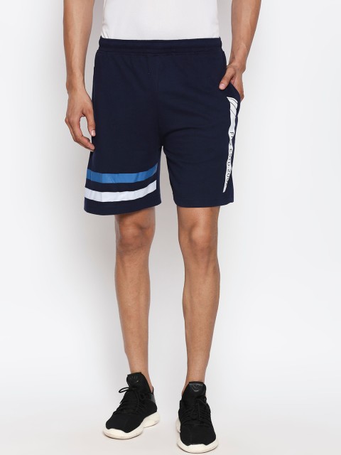 

FiTZ Men Navy Blue Striped Regular Fit Sports Shorts