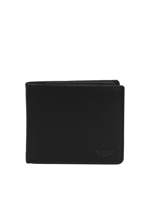 

Red Tape Men Black Textured Two Fold Leather Wallet