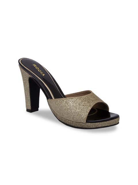 

Rocia Women Gold-Toned Embellished Block Heels