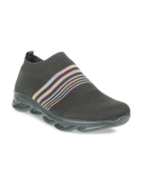 

STEPpings Women Olive Green Mesh Walking Shoes