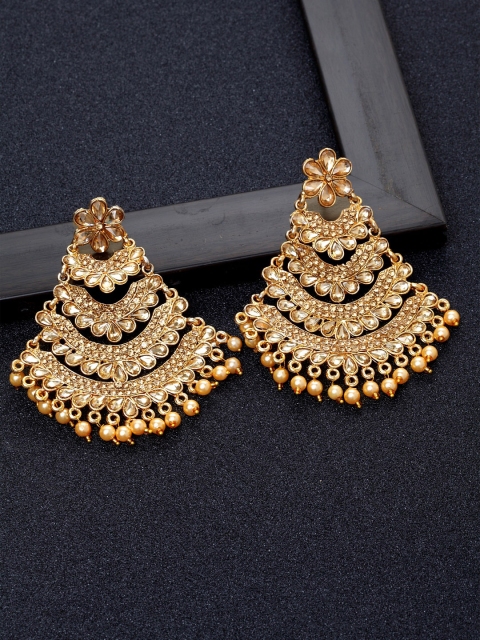 

Ibtida Gold-Toned Crescent Shaped Chandbalis