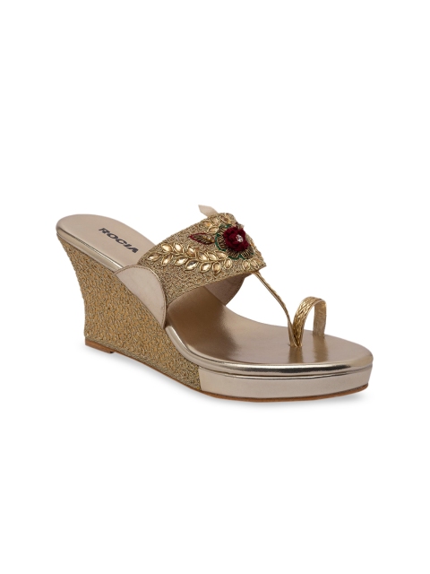 

Rocia Women Gold-Toned Embellished Wedges