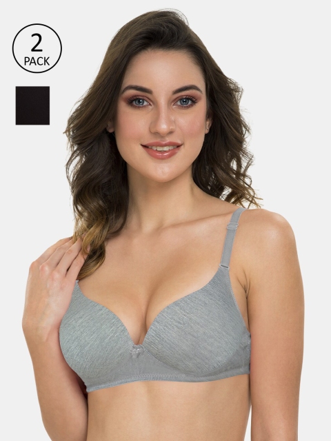 

Tweens Grey & Black Solid Underwired Lightly Padded Everyday Bra
