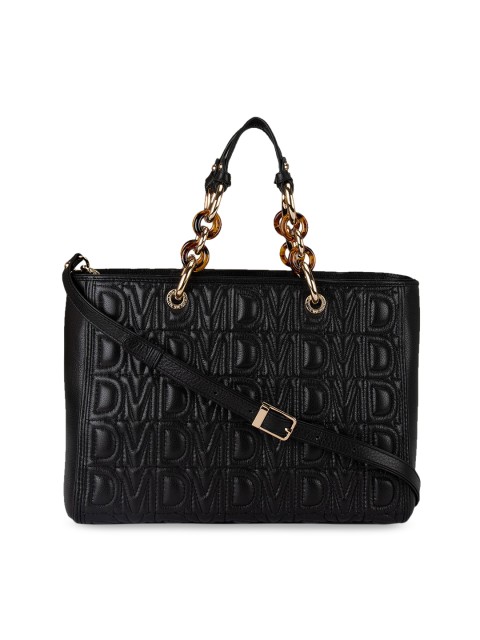 

Da Milano Black Textured Handheld Leather Bag