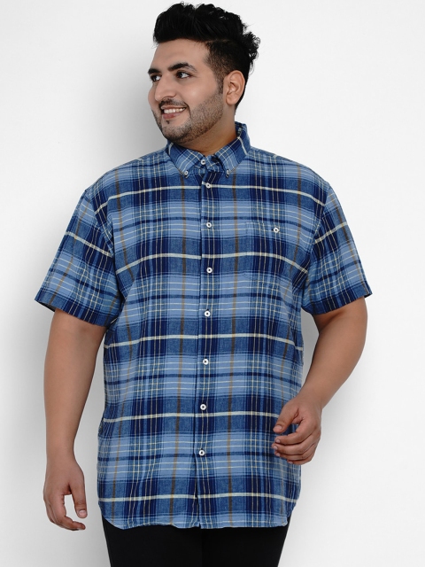 

Santonio Men Blue Classic Regular Fit Checked Casual Shirt