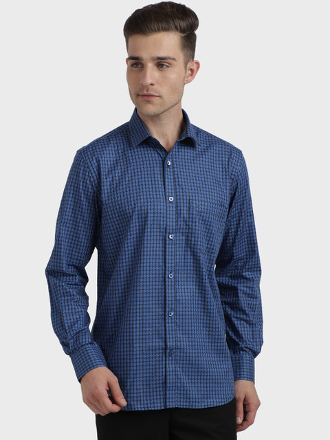 

ColorPlus Men Blue Regular Fit Checked Casual Shirt