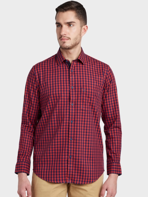 

ColorPlus Men Orange & Black Tailored Fit Checked Casual Shirt