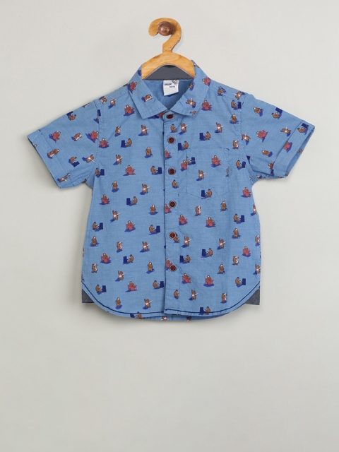 

max Boys Blue Regular Fit Printed Casual Shirt