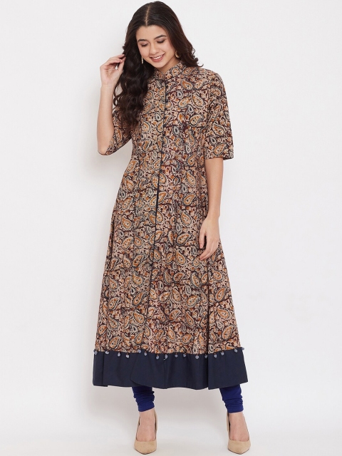 

The Kaftan Company Women Brown Printed A-Line Kurta