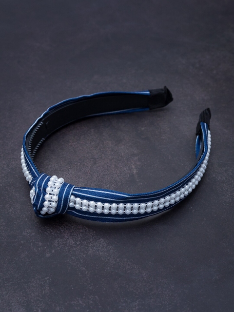 

Golden Peacock Navy Blue Beaded Hairband