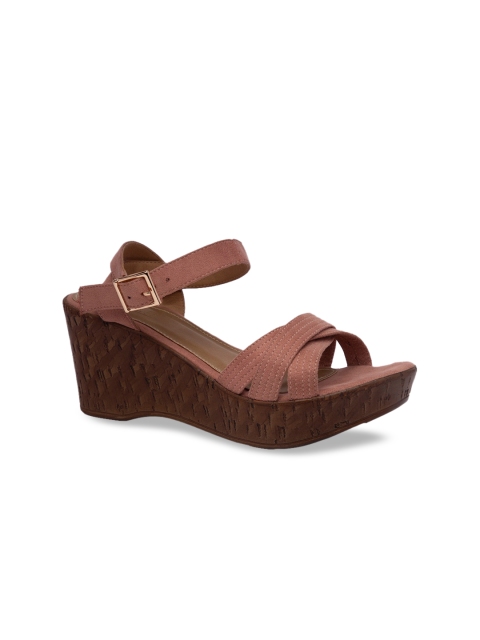

Inc 5 Women Peach-Coloured Textured Wedges