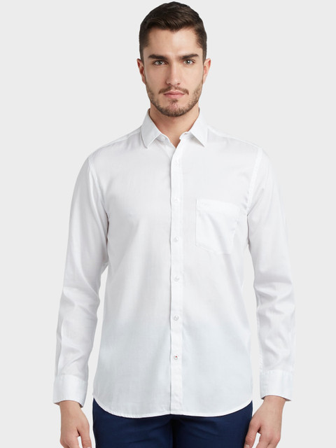 

ColorPlus Men White Tailored Fit Solid Casual Shirt