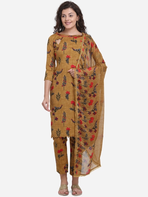 

SHAVYA Brown Cotton Blend Unstitched Dress Material