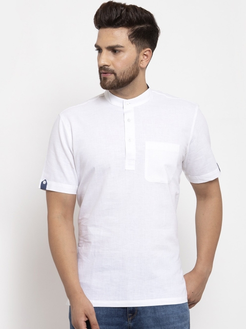 

NEUDIS Men White Solid Straight Kurta