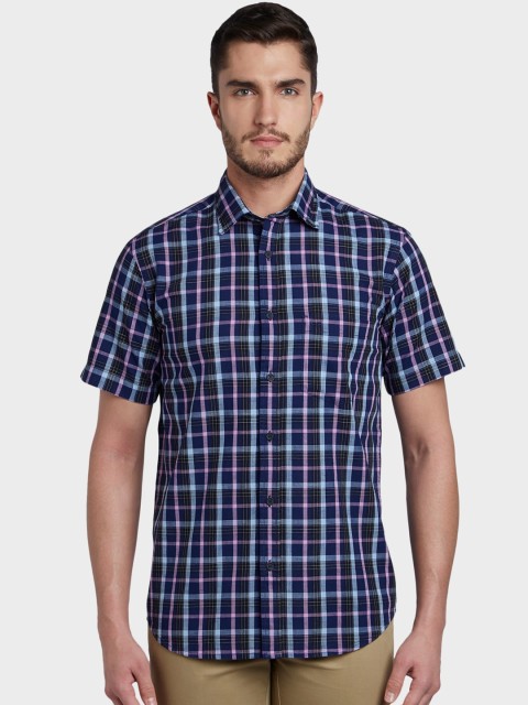 

ColorPlus Men Blue & Off-White Tailored Fit Checked Casual Shirt