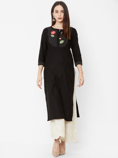 

Os Women Black Yoke Design Straight Kurta