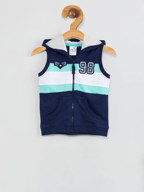 

max Boys Multicoloured Striped Hooded Jacket, Blue