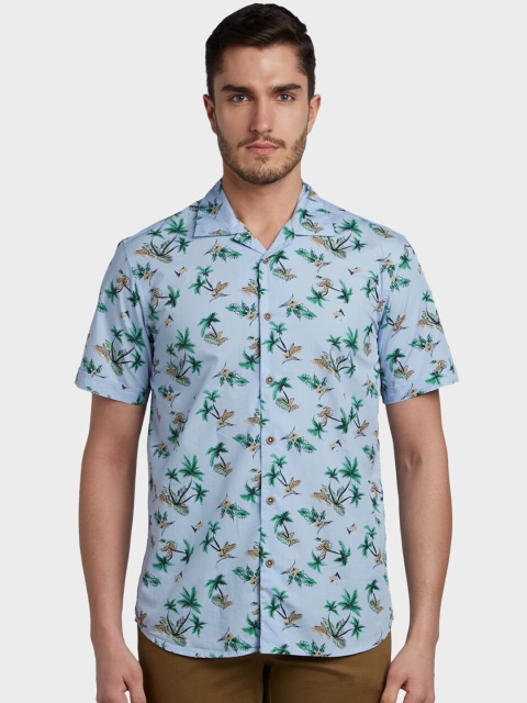 

ColorPlus Men Blue & Green Slim Fit Printed Casual Shirt