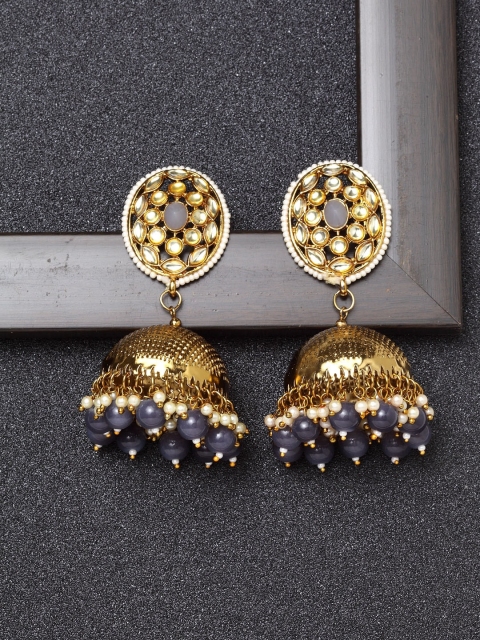 

Ibtida Blue & Gold-Toned Dome Shaped Jhumkas