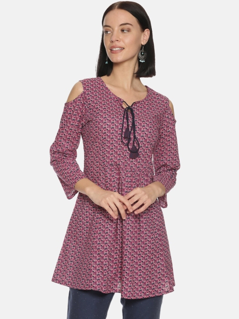 

Saffron Threads Women's Burgundy & Pink Printed Tunic