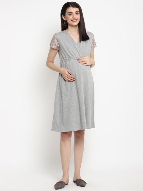 

The Vanca Women Grey Solid Wrap Dress