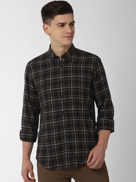 

Peter England Casuals Men Black Slim Fit Checked Casual Shirt