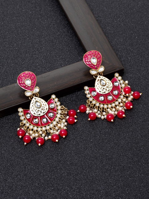 

Ibtida Gold-Plated & Pink Handcrafted Circular Chandbalis